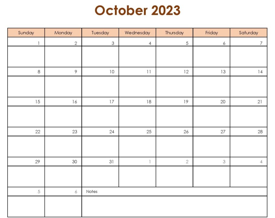 Blank October 2023 Calendar - Simple and Clean Design