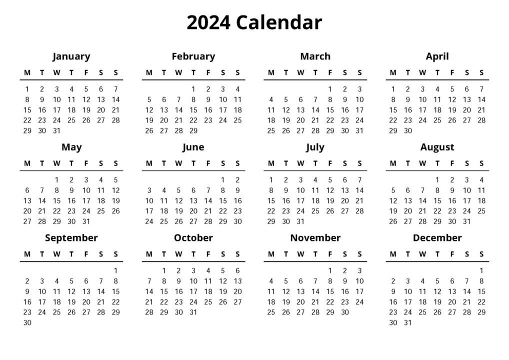 Blank Year Calendar 2024 Pdf - Calendarpdf