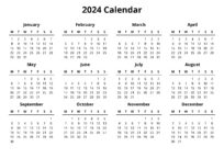 2024 year blank calendar printable
