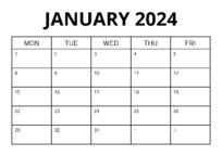 Blank January 2024 Printable Calendar