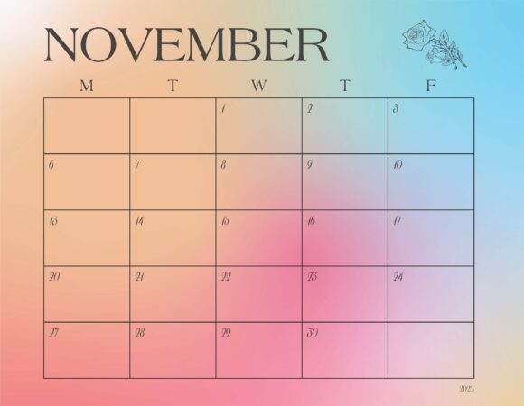 November Blank Printable Calendar 2023