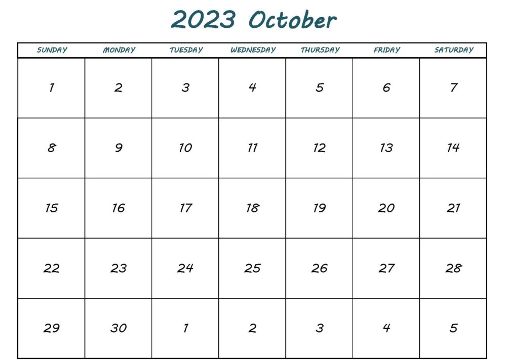 Printable 2023 October Calendar