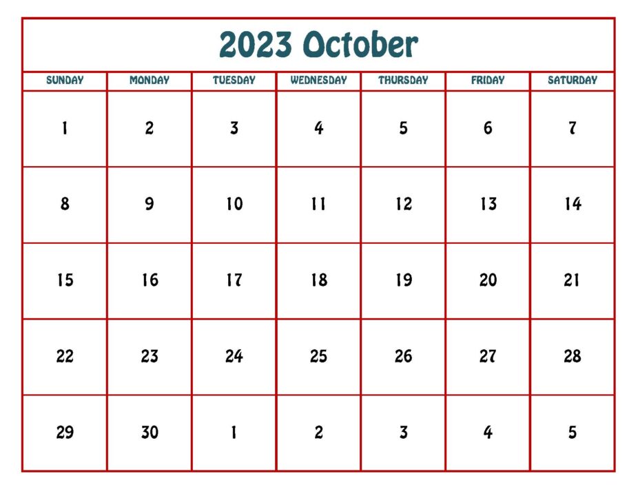 Blank 2023 October Calendar