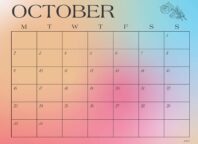 Rose Themed 2023 October Calendar