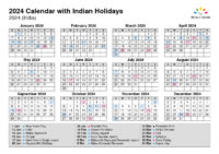 2024 Calendar with Indian Holidays