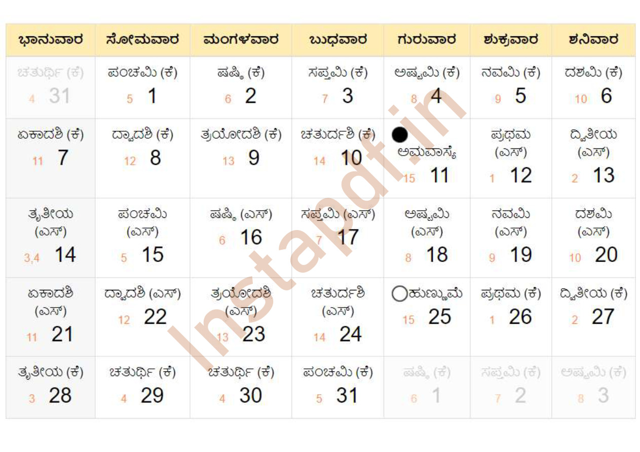 2024 Kannada Calendar PDF CalendarPDF