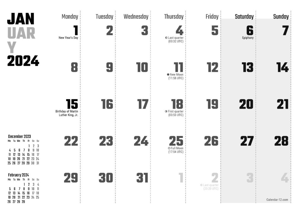 2024 Printable Calendar by Month