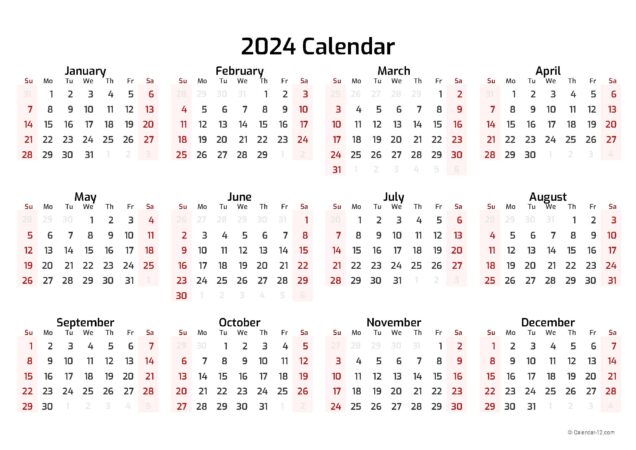Free 2024 Printable Calendar One Page