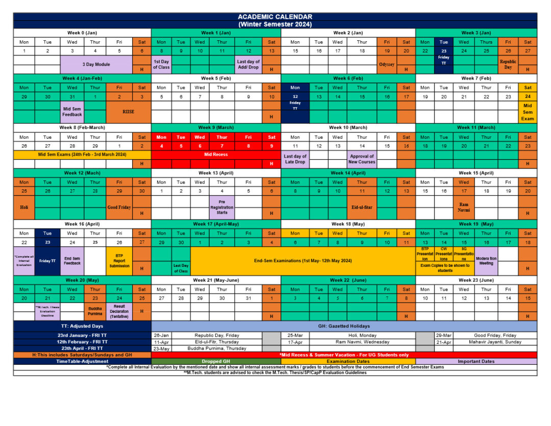 IIITD Academic Calendar 2023-24