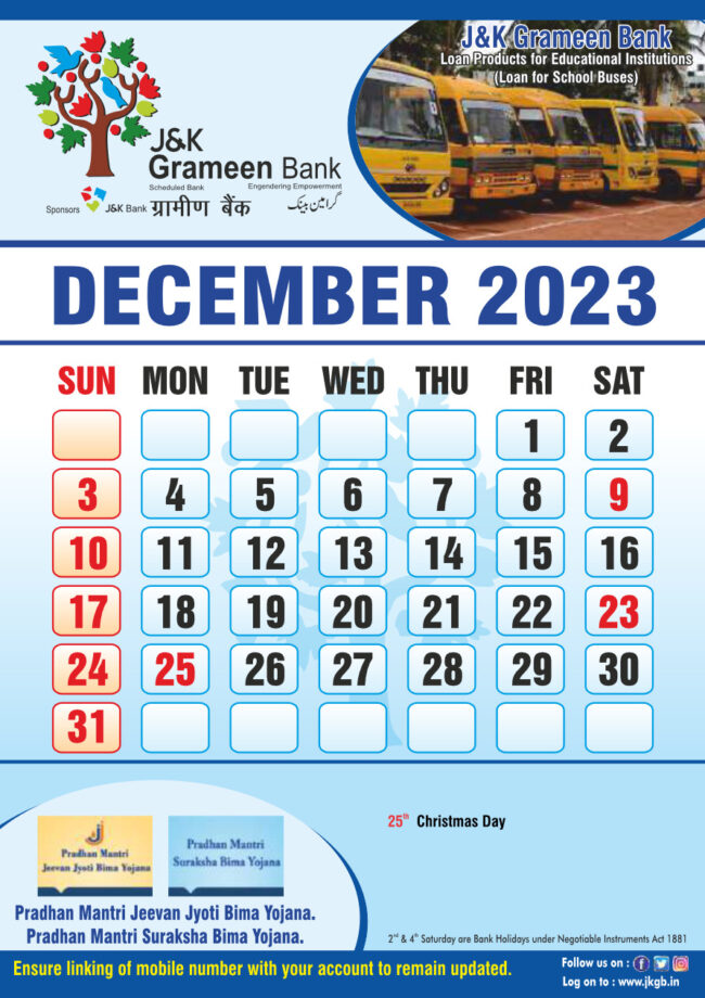 JK Bank Calendar 2023 PDF CalendarPDF
