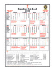 Rajasthan High Court Calendar 2024