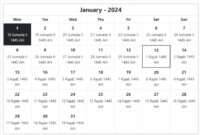 January 2024 Islamic Calendar